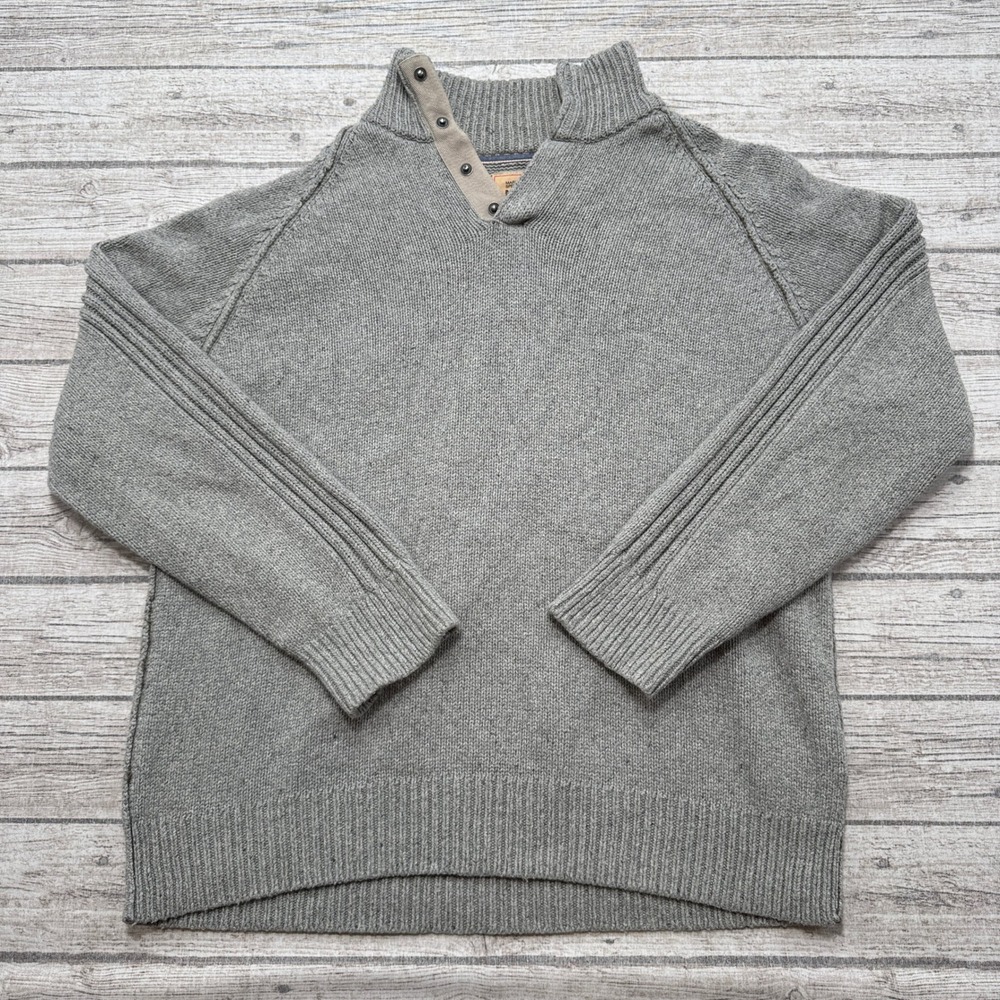 Marks & Spencer North Coast Sweater Men's 2XL Gray Knit Mockneck Pullover Jumper